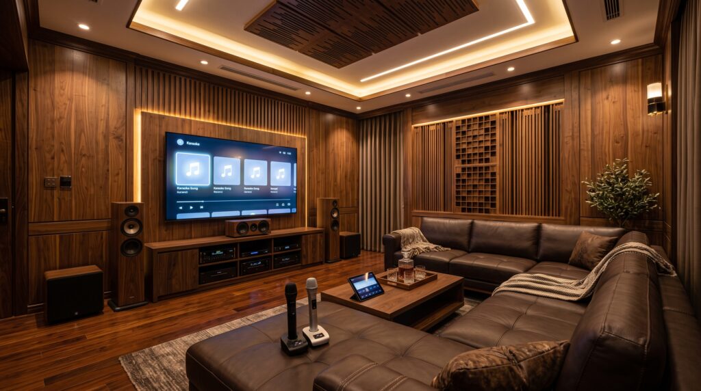 Phòng karaoke gỗ tự nhiên