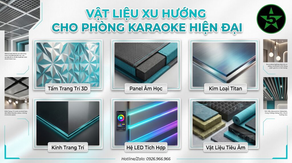 Các vật liệu phổ biến trong thiết kế phòng karaoke hiện đại
